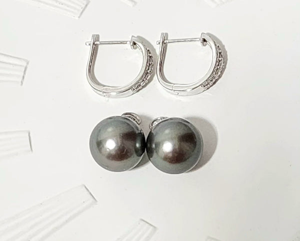 Tahitian grey sea pearl earring