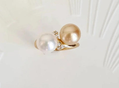 South sea and akoya sea pearl ring