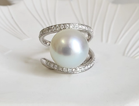 South sea white pearl ring