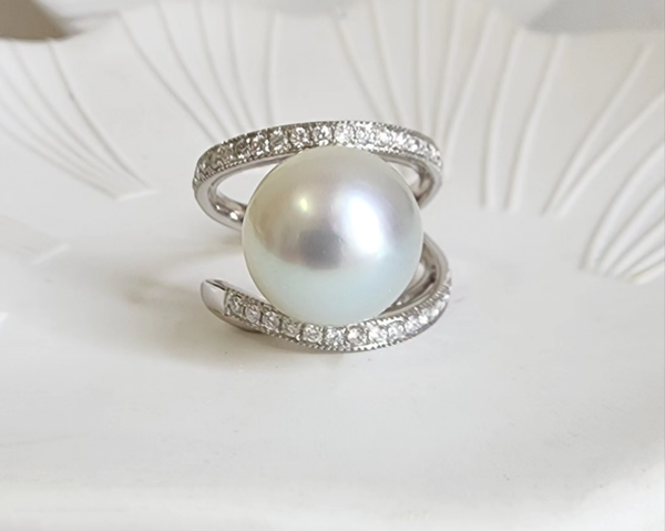 South sea white pearl ring