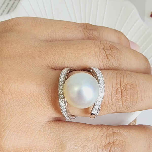 South sea white pearl ring